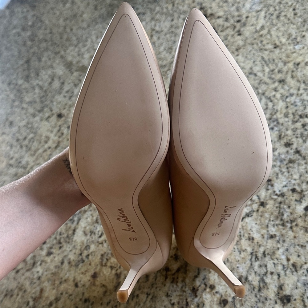 Sam Edelman Tan Pointed-Toe Leather Pumps - Picture 3 of 5